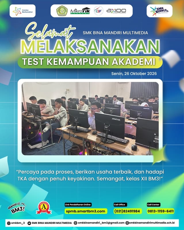 Selamat dan Sukses Melaksanakan Test Kemampuan Akademik (TKA)! 

Hari ini, Senin...