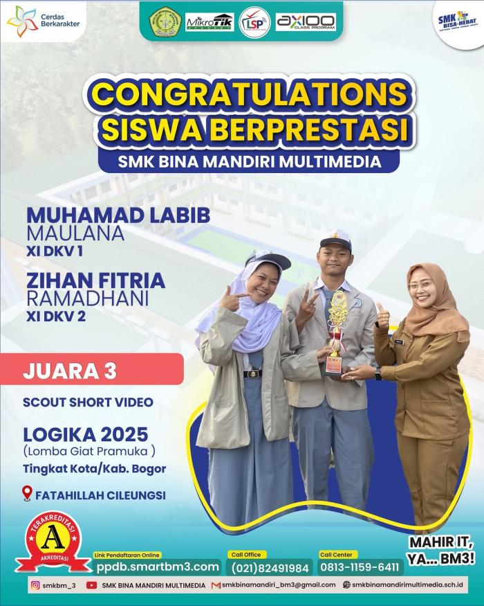 Kreativitas Tanpa Batas, Pramuka SMK BM3 Raih Juara 3 Lomba Short Movie LOGIKA 2025