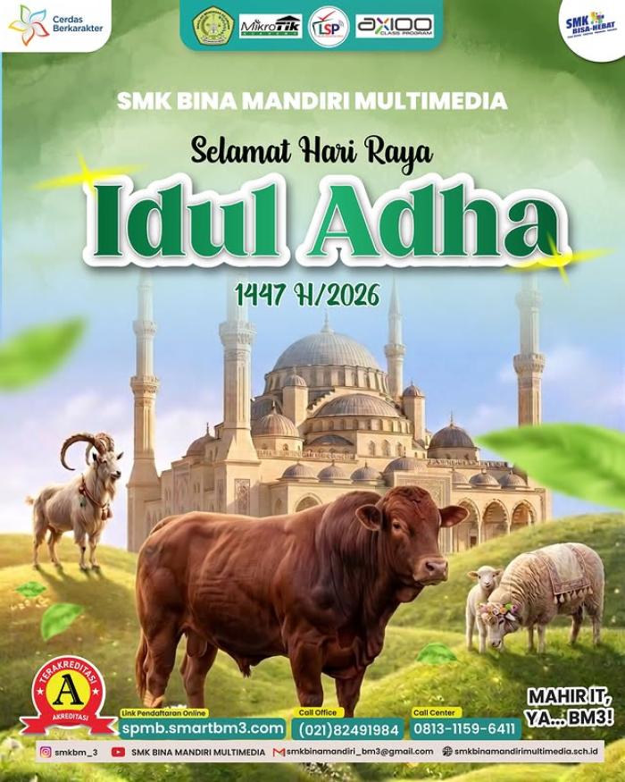 Rayakan Idul Adha 1447 H, SMK Bina Mandiri Multimedia Tanamkan Karakter Peduli Sesama Lewat Ibadah Kurban