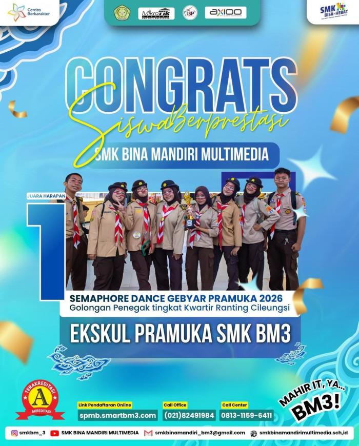 SMK Bina Mandiri Multimedia Raih Juara Harapan 1 Semaphore Dance Gebyar Pramuka 2026