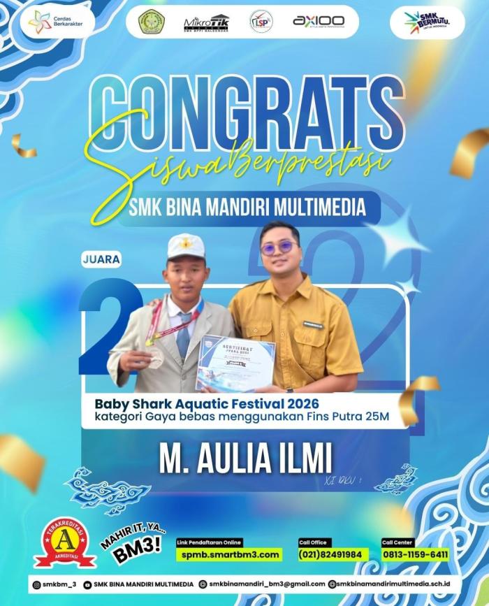 Siswa SMK Bina Mandiri Multimedia Raih Juara 2 di Baby Shark Aquatic Festival 2026